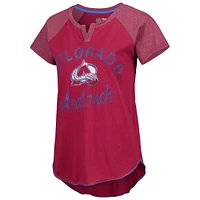 Women's Starter Burgundy Colorado Avalanche Grand Slam Raglan Notch Neck T-Shirt