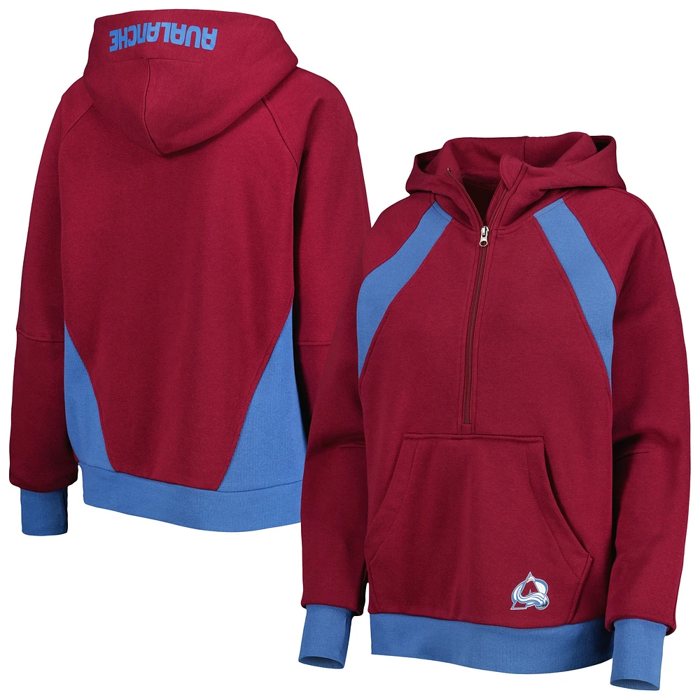 Women's Starter Burgundy Colorado Avalanche Wishbone Half-Zip Hoodie