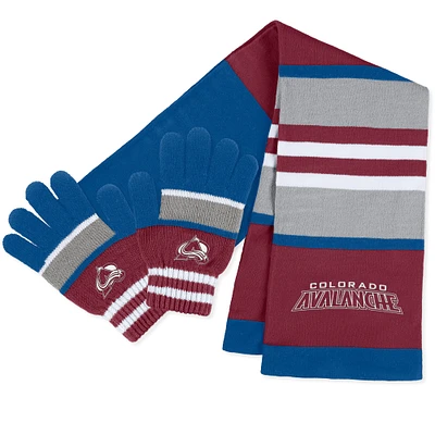 WEAR by Erin Andrews Ensemble gants et écharpe à rayures Colorado Avalanche pour femmes