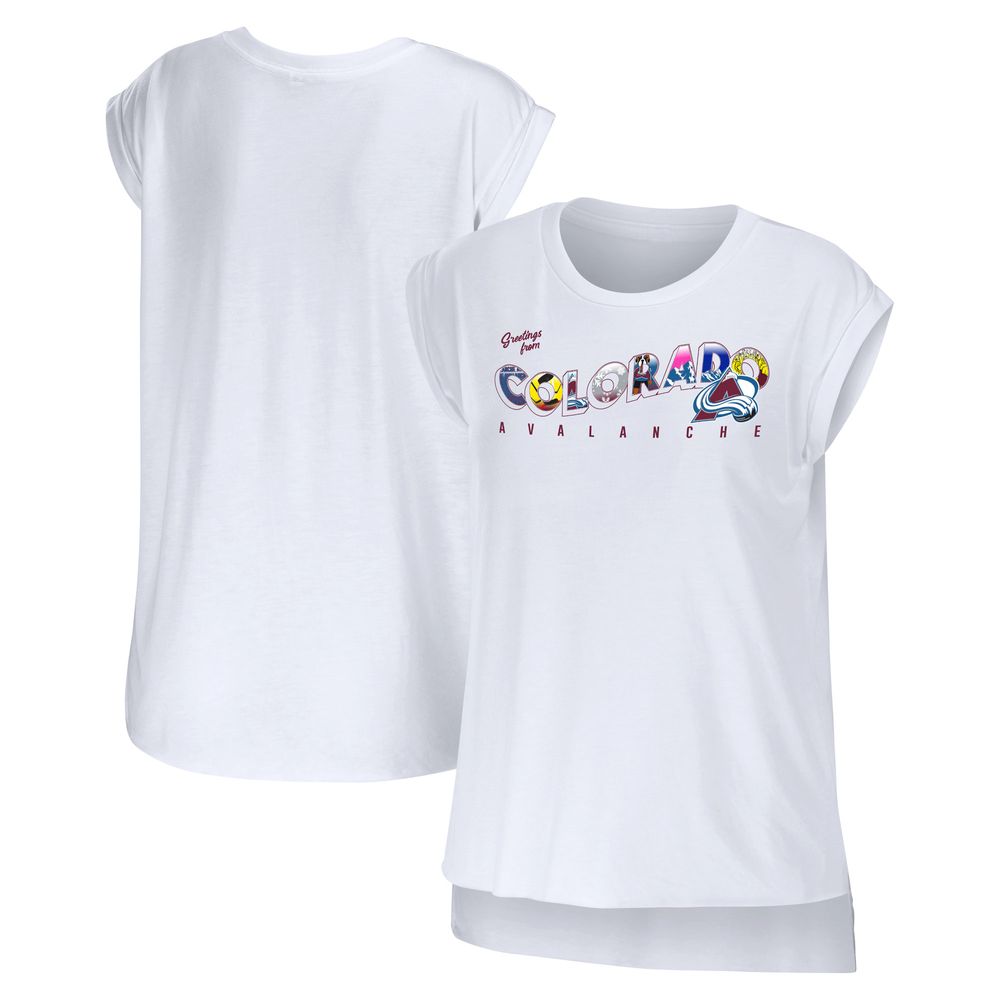 WEAR by Erin Andrews Women's WEAR by Erin Andrews White Colorado Avalanche  Greetings From Muscle T-Shirt