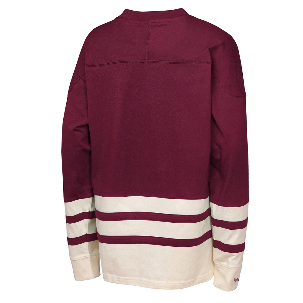 Youth Mitchell & Ness  Burgundy Colorado Avalanche Chainstitch Heavyweight Long Sleeve Top