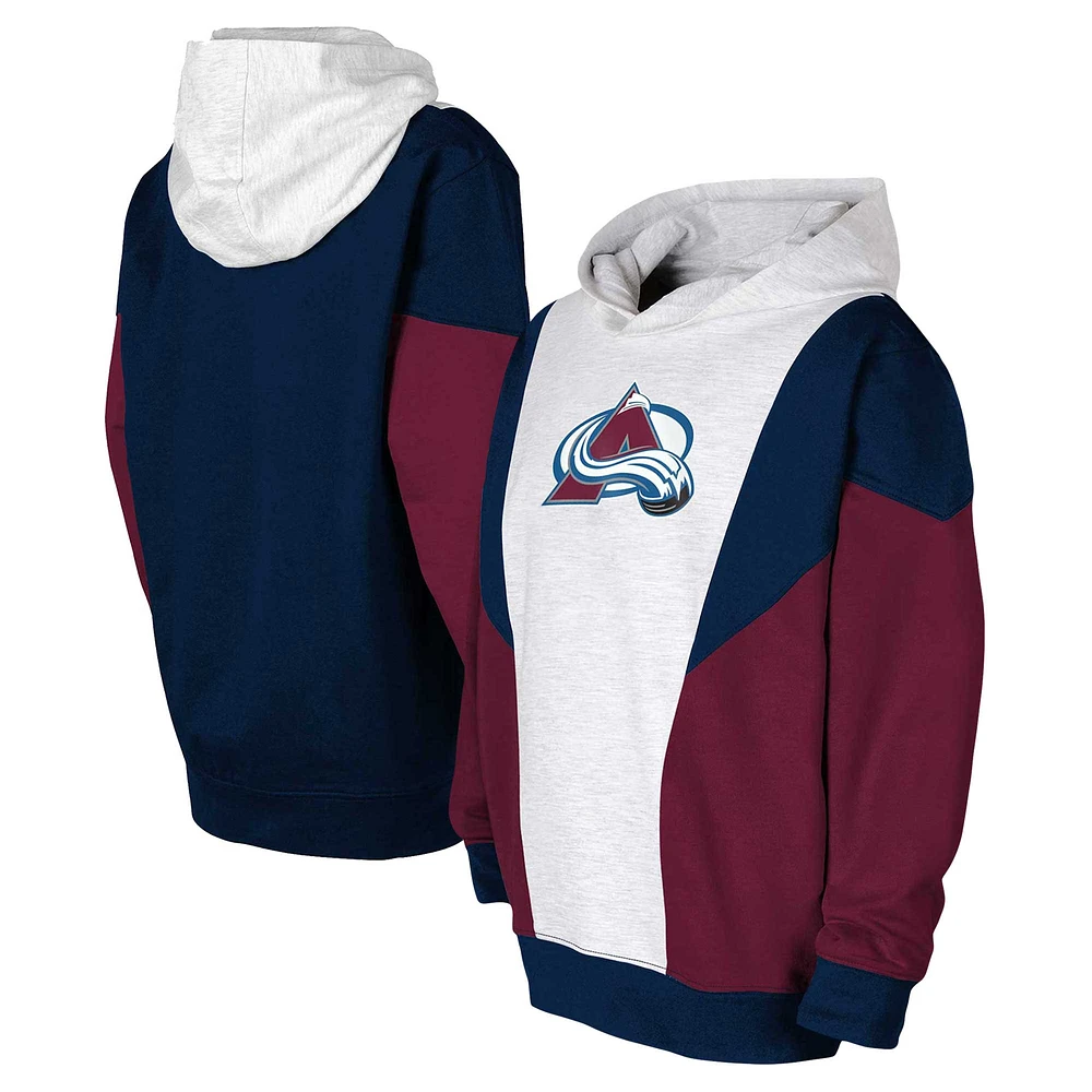 Sweat à capuche en polaire pour jeunes Ash/Navy Colorado Avalanche Champion League