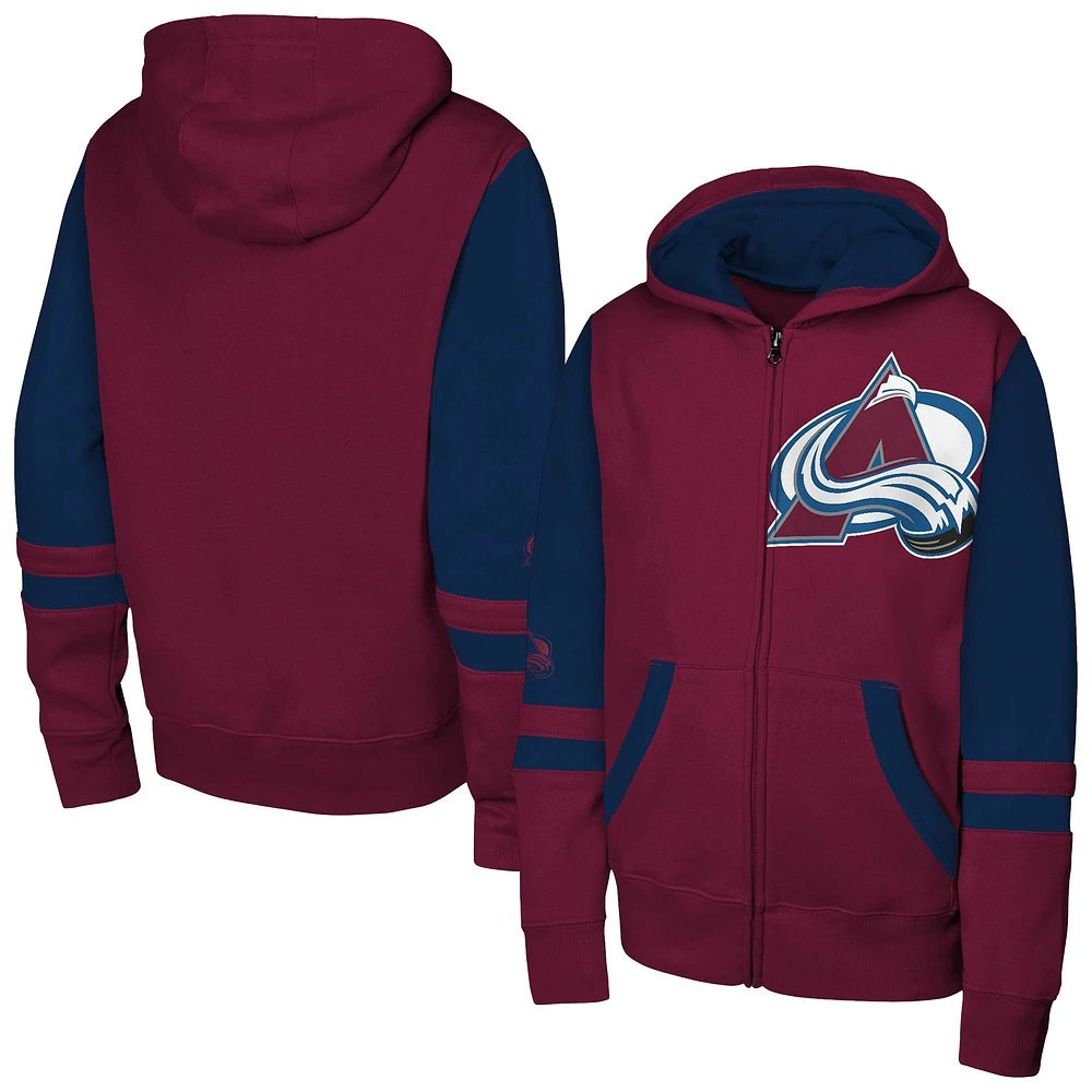 Youth Burgundy Colorado Avalanche Face Off Full-Zip Hoodie