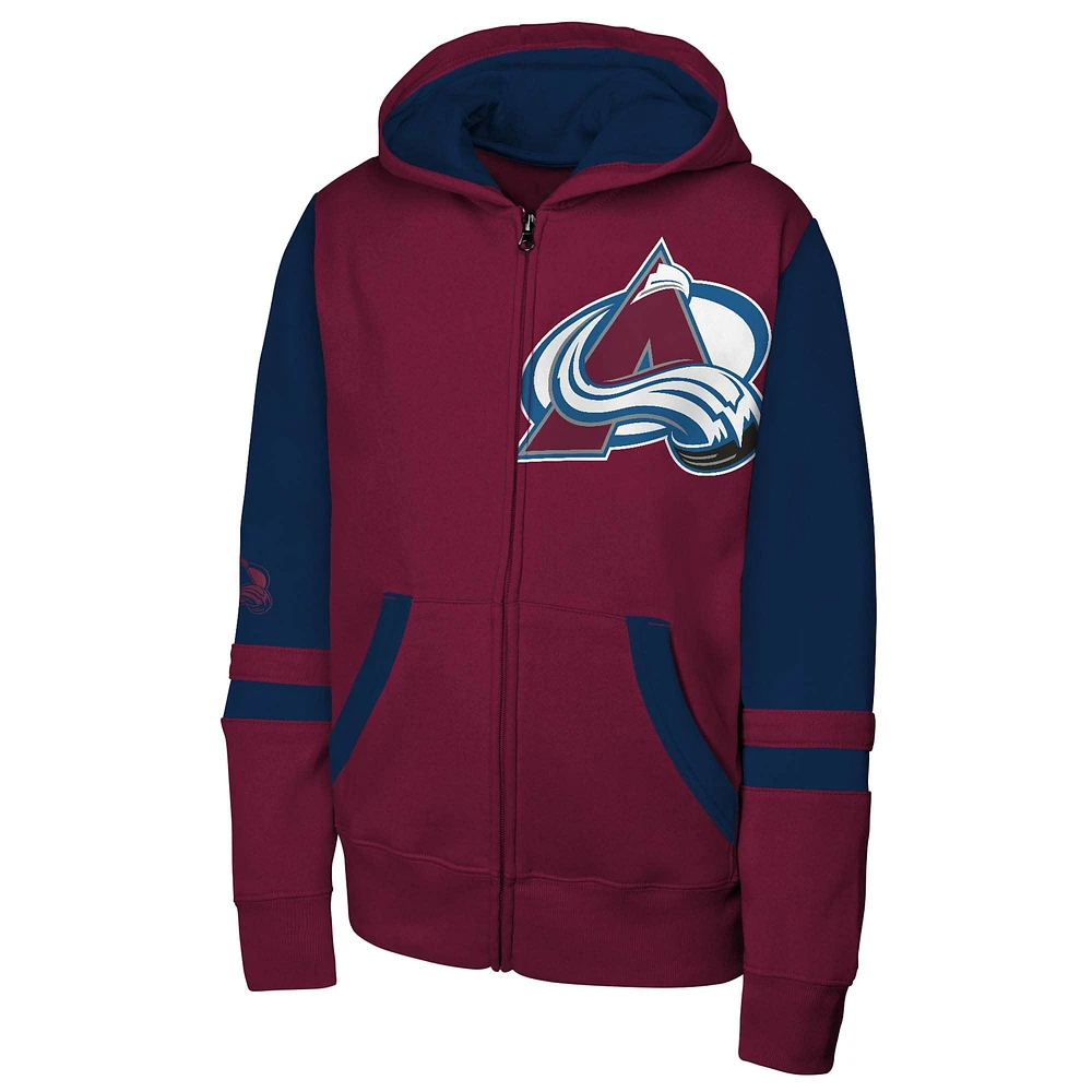 Youth Burgundy Colorado Avalanche Face Off Full-Zip Hoodie