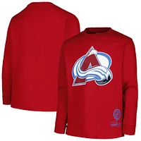 T-shirt à manches longues avec logo Mitchell & Ness Garnet Colorado Avalanche Throwback pour jeunes