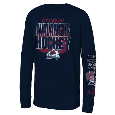 T-shirt à manches longues pour jeunes Colorado Avalanche Standout bleu marine