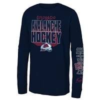 T-shirt à manches longues pour jeunes Colorado Avalanche Standout bleu marine