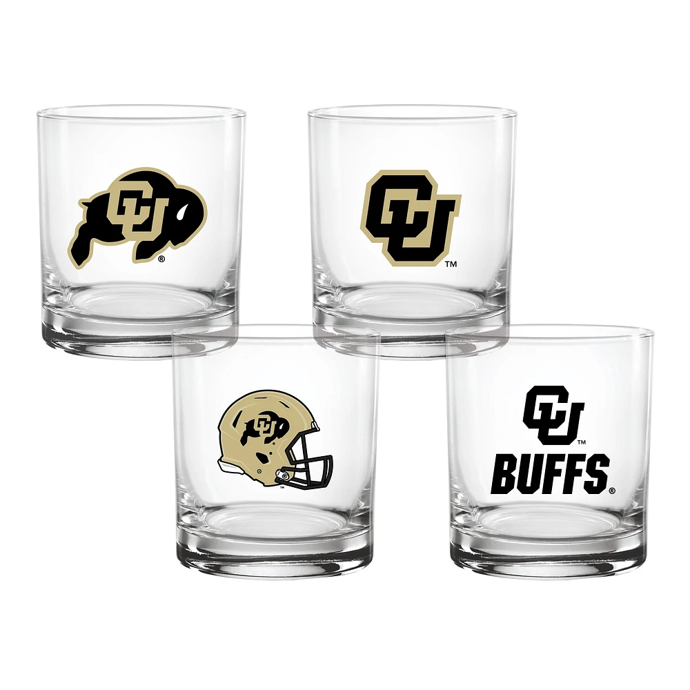 Lot de 4 verres à whisky de collection Colorado Buffaloes de 14 oz