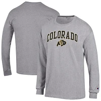 T-shirt à manches longues avec logo Arch Over Champion pour homme, gris chiné, Colorado Buffaloes