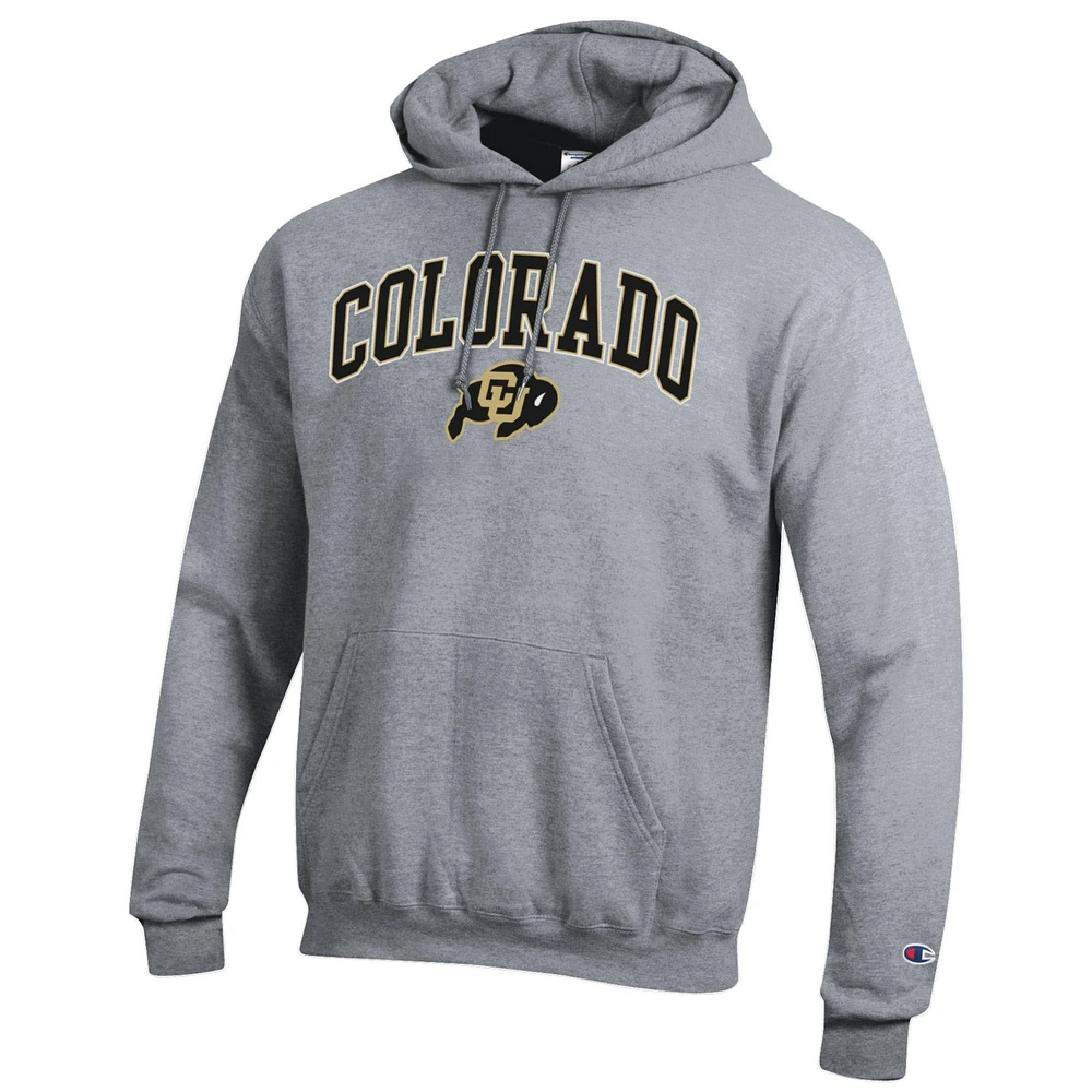 Men's Champion  Heather Gray Colorado Buffaloes Arch Over Logo Pullover Hoodie