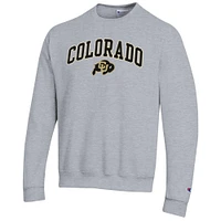 Men's Champion  Heather Gray Colorado Buffaloes Arch Over Logo Pullover Sweatshirt