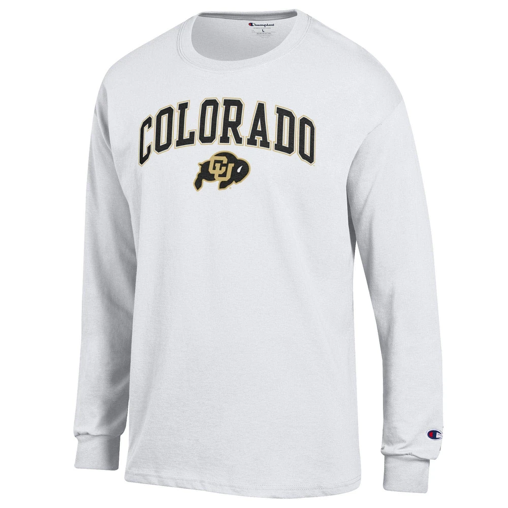 Men's Champion  White Colorado Buffaloes Arch Over Logo Long Sleeve T-Shirt