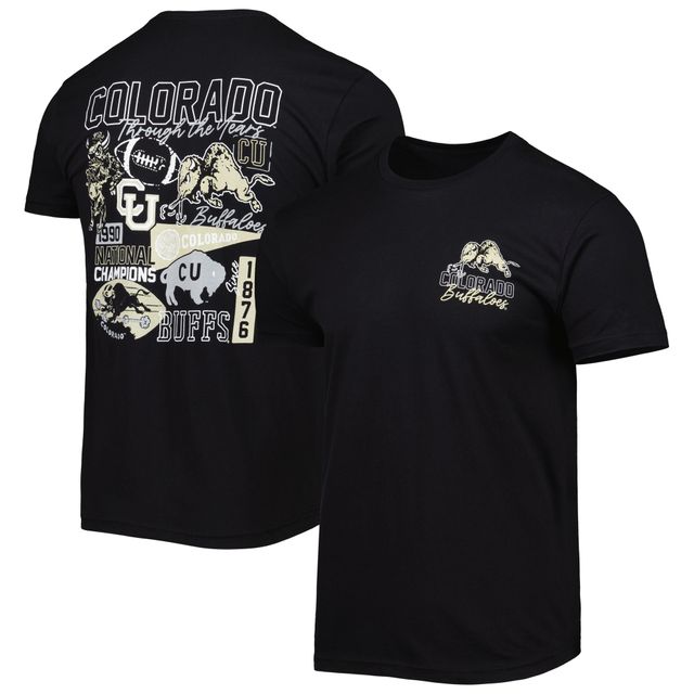T-shirt noir pour homme Colorado Buffaloes Vintage à travers les années 2 coups