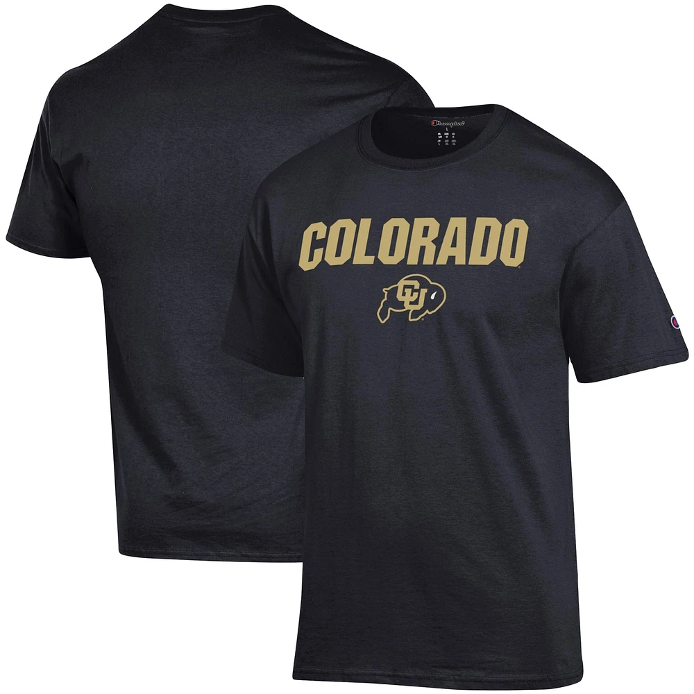 Men's Champion Black Colorado Buffaloes Straight Over Logo T-Shirt