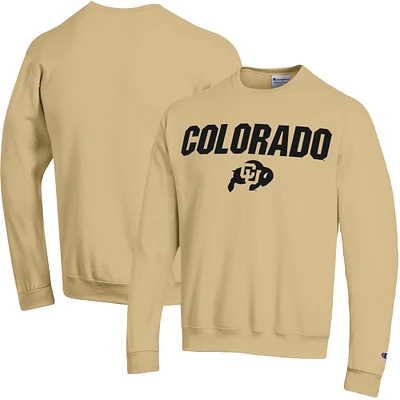 Men's Champion  Gold Colorado Buffaloes Straight Over Logo Powerblend Pullover Sweatshirt