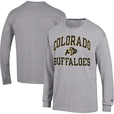 Men's Champion Heather Gray Colorado Buffaloes High Motor Long Sleeve T-Shirt