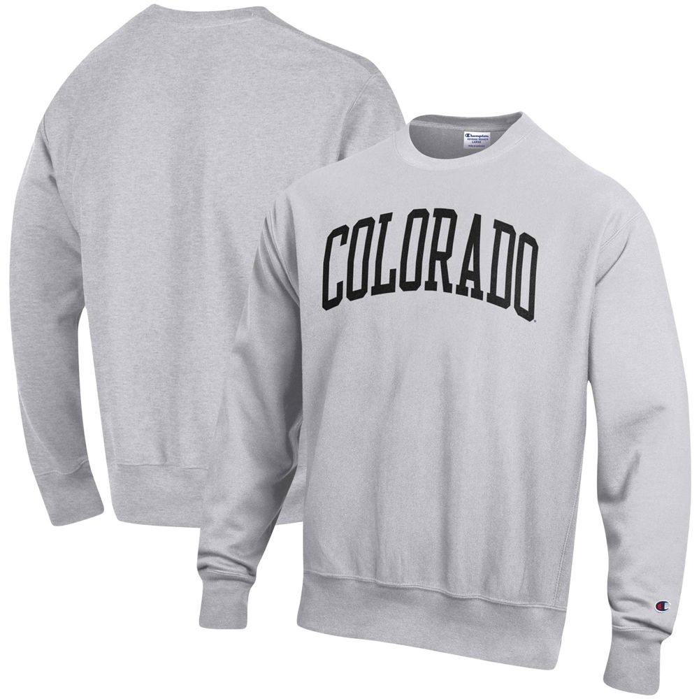 Men's Champion Heathered Gray Colorado Buffaloes Arch Reverse Weave Pullover Sweatshirt