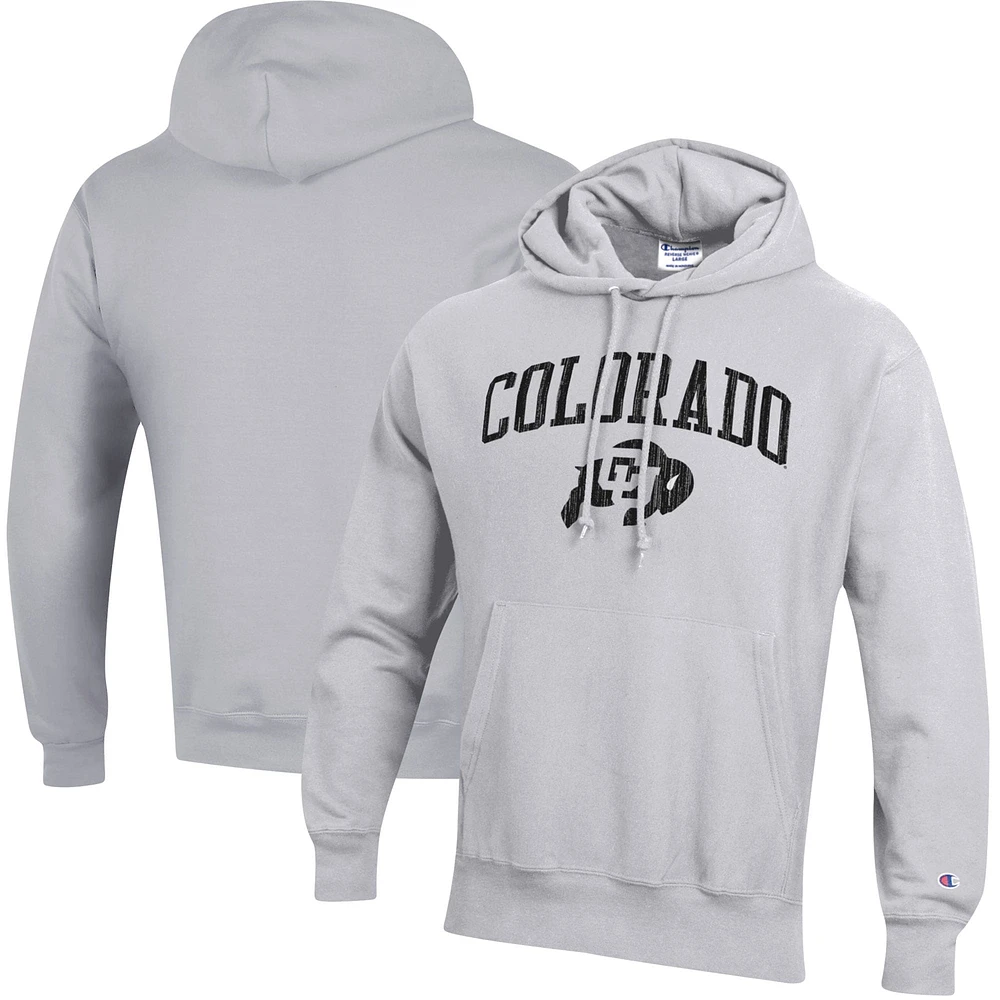 Men's Champion Silver Colorado Buffaloes Arch Over Logo Reverse Weave Pullover Hoodie