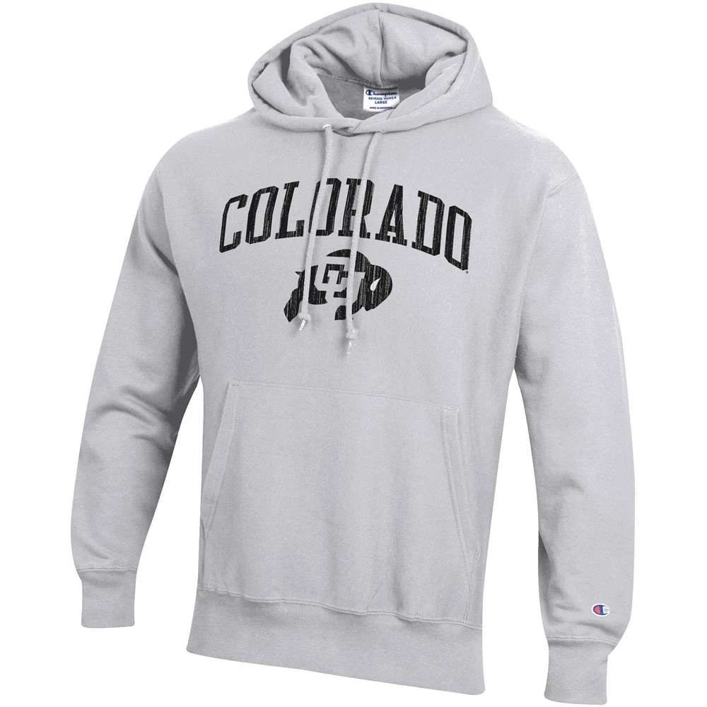 Men's Champion Silver Colorado Buffaloes Arch Over Logo Reverse Weave Pullover Hoodie