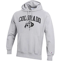 Men's Champion Silver Colorado Buffaloes Arch Over Logo Reverse Weave Pullover Hoodie