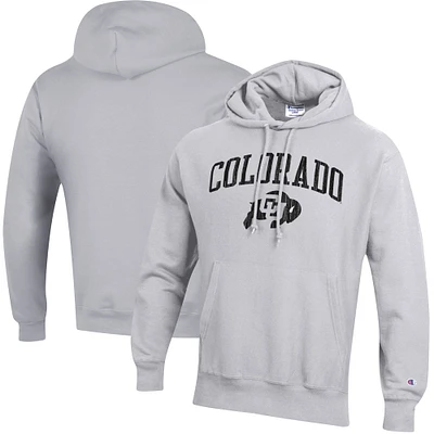 Men's Champion Silver Colorado Buffaloes Arch Over Logo Reverse Weave Pullover Hoodie