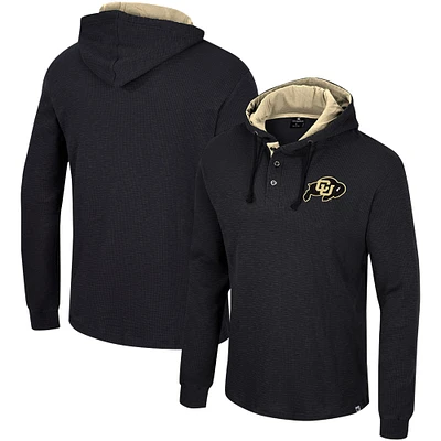 Men's Colosseum Black Colorado Buffaloes Affirmative Thermal Hoodie Long Sleeve T-Shirt