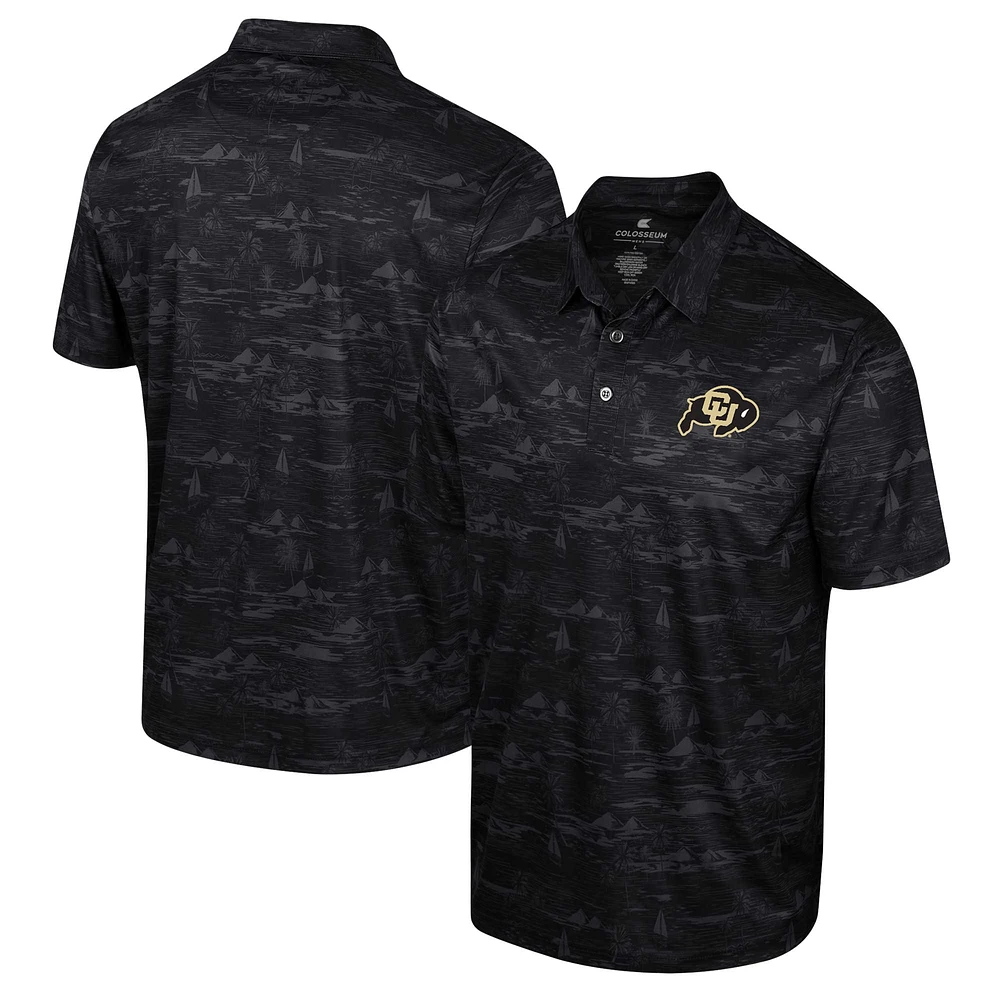 Men's Colosseum Black Colorado Buffaloes Daly Print Polo