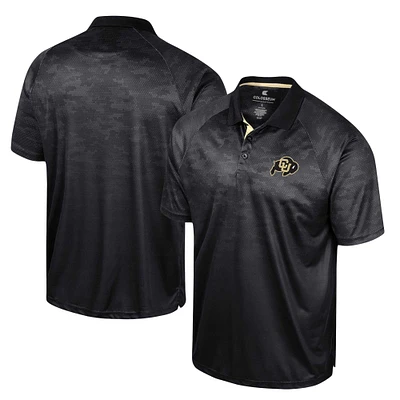 Men's Colosseum Black Colorado Buffaloes Honeycomb Raglan Polo