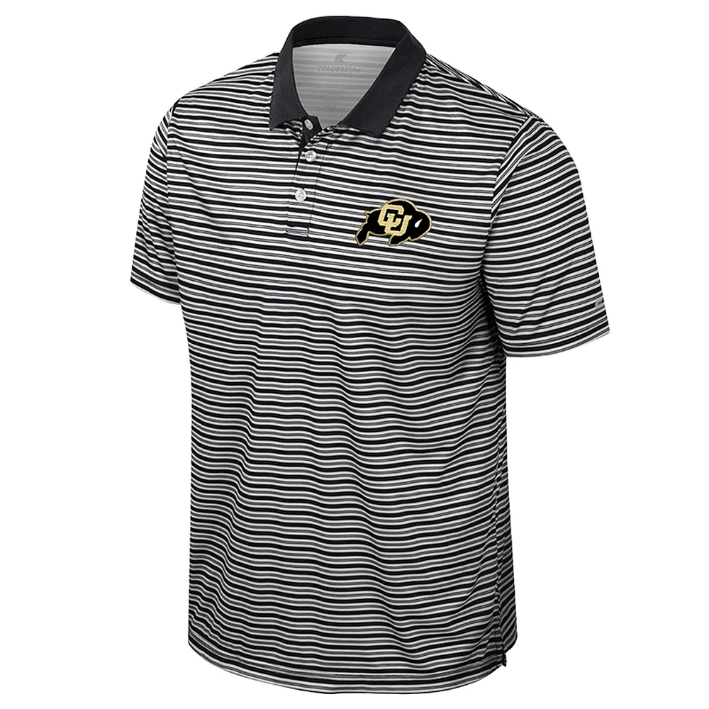Men's Colosseum Black Colorado Buffaloes Striped Polo