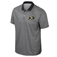 Men's Colosseum Black Colorado Buffaloes Striped Polo