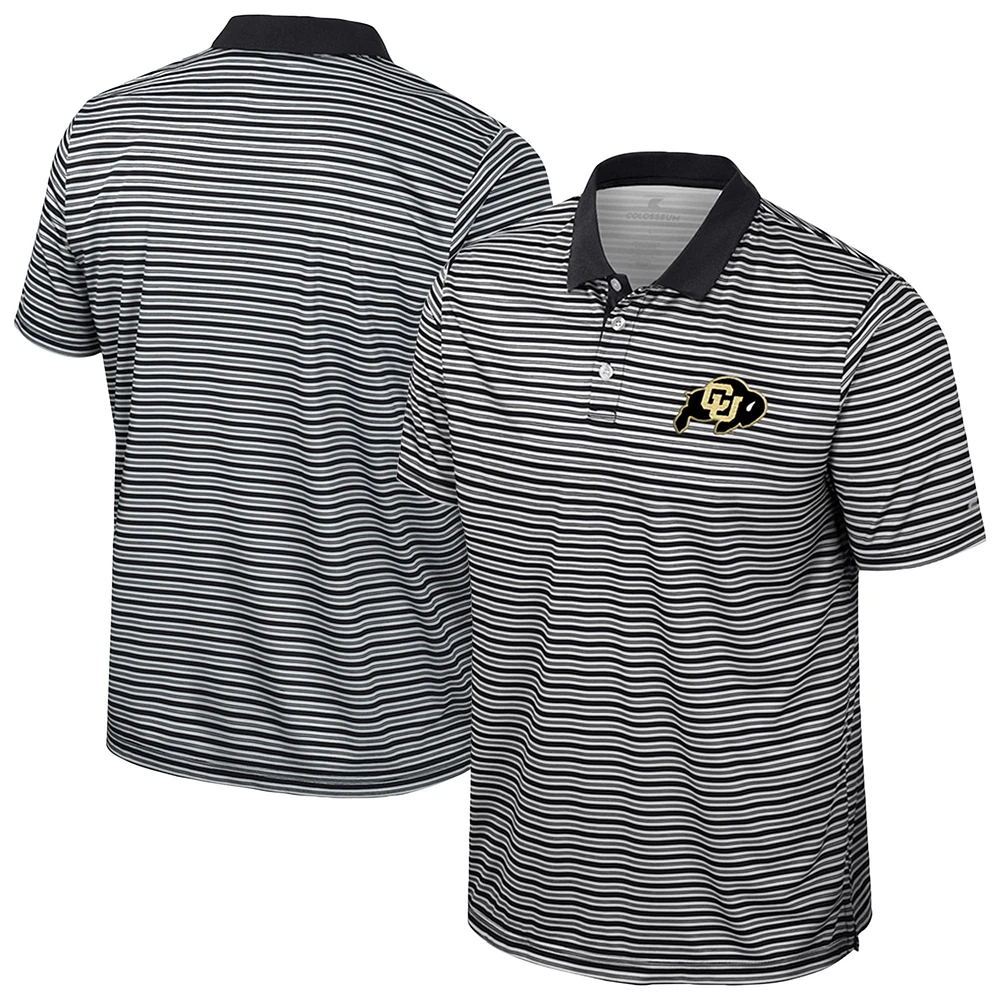 Men's Colosseum Black Colorado Buffaloes Striped Polo
