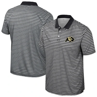 Men's Colosseum Black Colorado Buffaloes Striped Polo