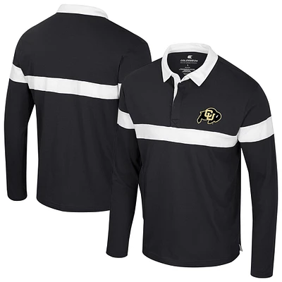 Men's Colosseum  Black Colorado Buffaloes Too Cool For School Long Sleeve Polo