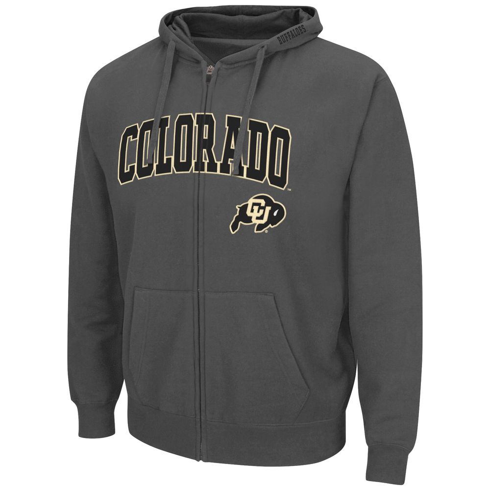 Men's Colosseum Charcoal Colorado Buffaloes Arch & Logo 3.0 Full-Zip Hoodie