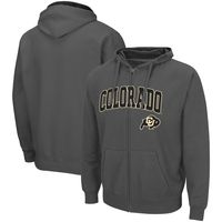 Men's Colosseum Charcoal Colorado Buffaloes Arch & Logo 3.0 Full-Zip Hoodie