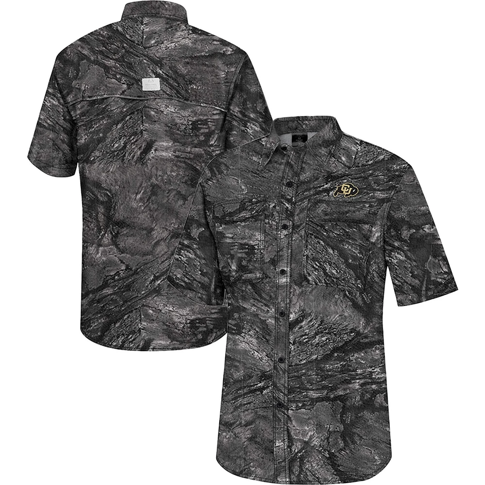 Men's Colosseum  Charcoal Colorado Buffaloes Realtree Aspect Charter Full-Button Fishing Shirt