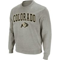 Men's Colosseum Heather Gray Colorado Buffaloes Arch & Logo Crew Neck Sweatshirt