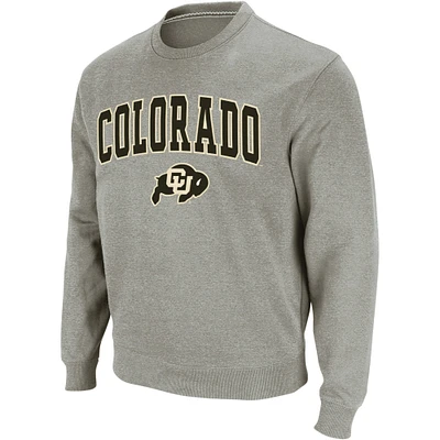 Colosseum Heather Grey Colorado Buffaloes Arch & Logo Crew Neck Sweat-shirt pour homme