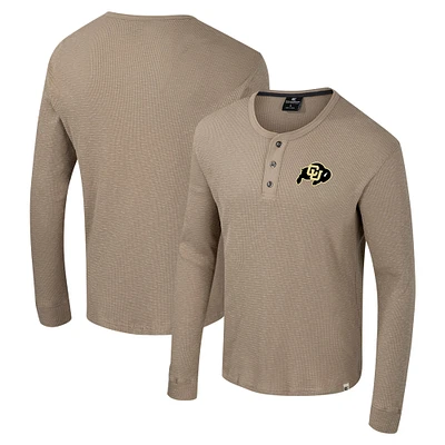 Chemise Henley à manches longues Great Outdoors pour homme, couleur tan, Colosseum Colorado Buffaloes