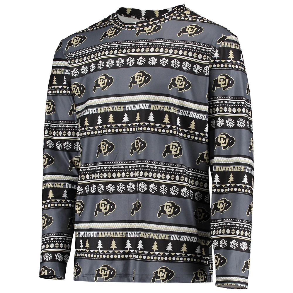 Men's Concepts Sport Black Colorado Buffaloes Ugly Sweater Long Sleeve T-Shirt and Pants Sleep Set