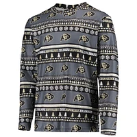 Men's Concepts Sport Black Colorado Buffaloes Ugly Sweater Long Sleeve T-Shirt and Pants Sleep Set