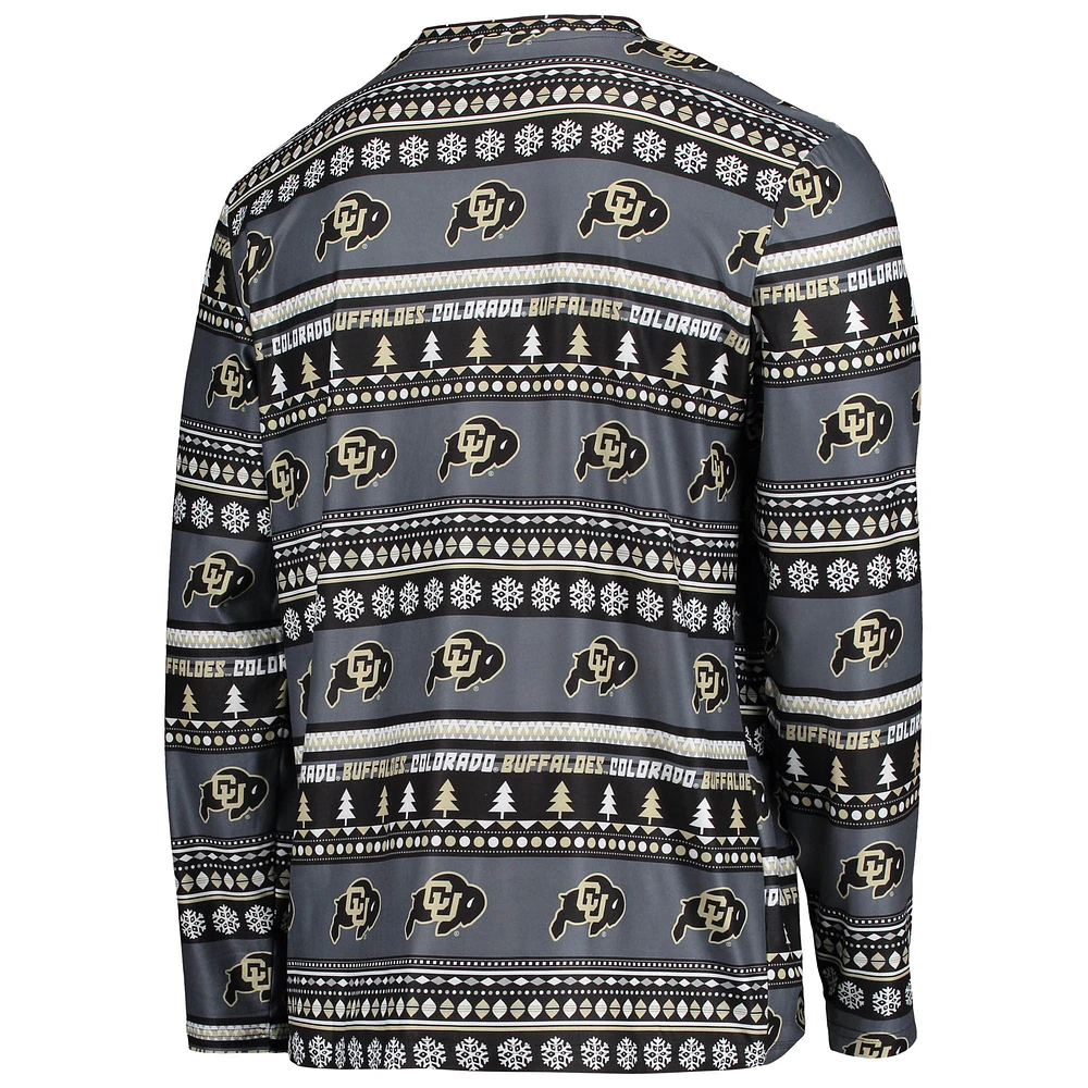 Men's Concepts Sport Black Colorado Buffaloes Ugly Sweater Long Sleeve T-Shirt and Pants Sleep Set