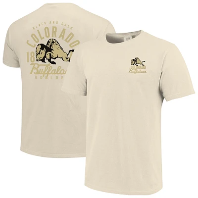 T-shirt à superposition de mascotte Comfort Colors pour homme, couleur crème, Colorado Buffaloes