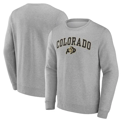 Men's Fanatics  Heather Gray Colorado Buffaloes Campus Pullover Sweatshirt