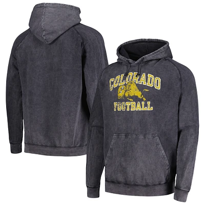 Sweat à capuche raglan pour hommes, noir chiné, mascotte Vintage des Buffaloes du Colorado