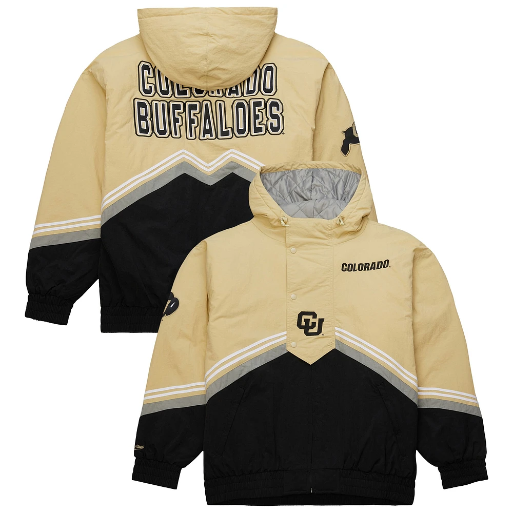 Veste coupe-vent rétro entièrement zippée Mitchell & Ness pour homme Colorado Buffaloes Throw It Back Gold/Black