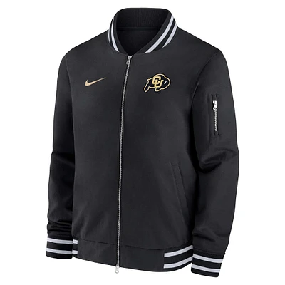 Veste aviateur entièrement zippée Nike noire Colorado Buffaloes pour homme