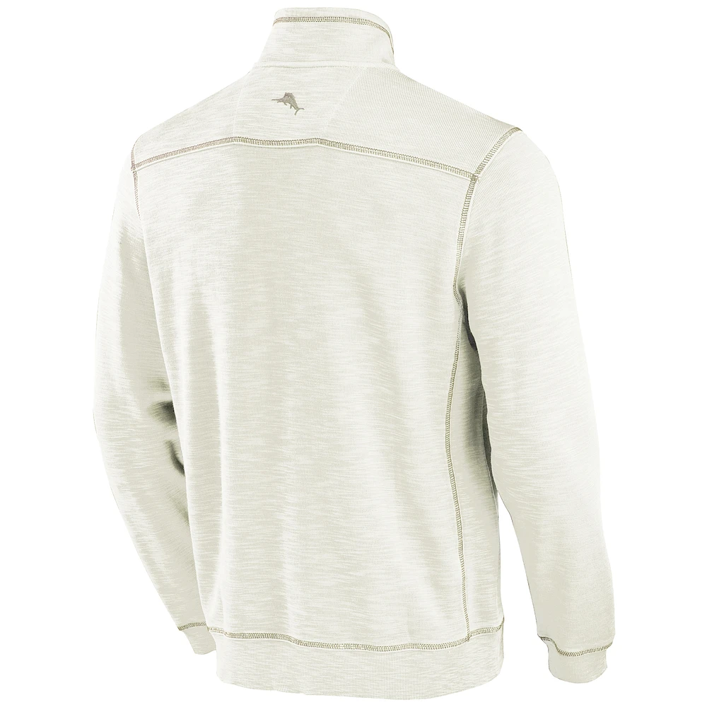Men's Tommy Bahama Cream Colorado Buffaloes Tobago Bay Half-Zip Tri-Blend Top
