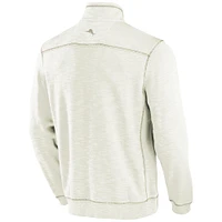 Men's Tommy Bahama Cream Colorado Buffaloes Tobago Bay Half-Zip Tri-Blend Top