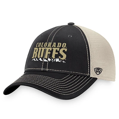 Men's Top of the World Black/Natural Colorado Buffaloes Boulder Trucker Adjustable Hat